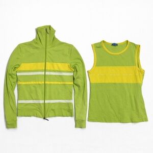 ESCADA SPORT Green Matching Set Zip-Up Track Jacket & Tank Top Size Medium